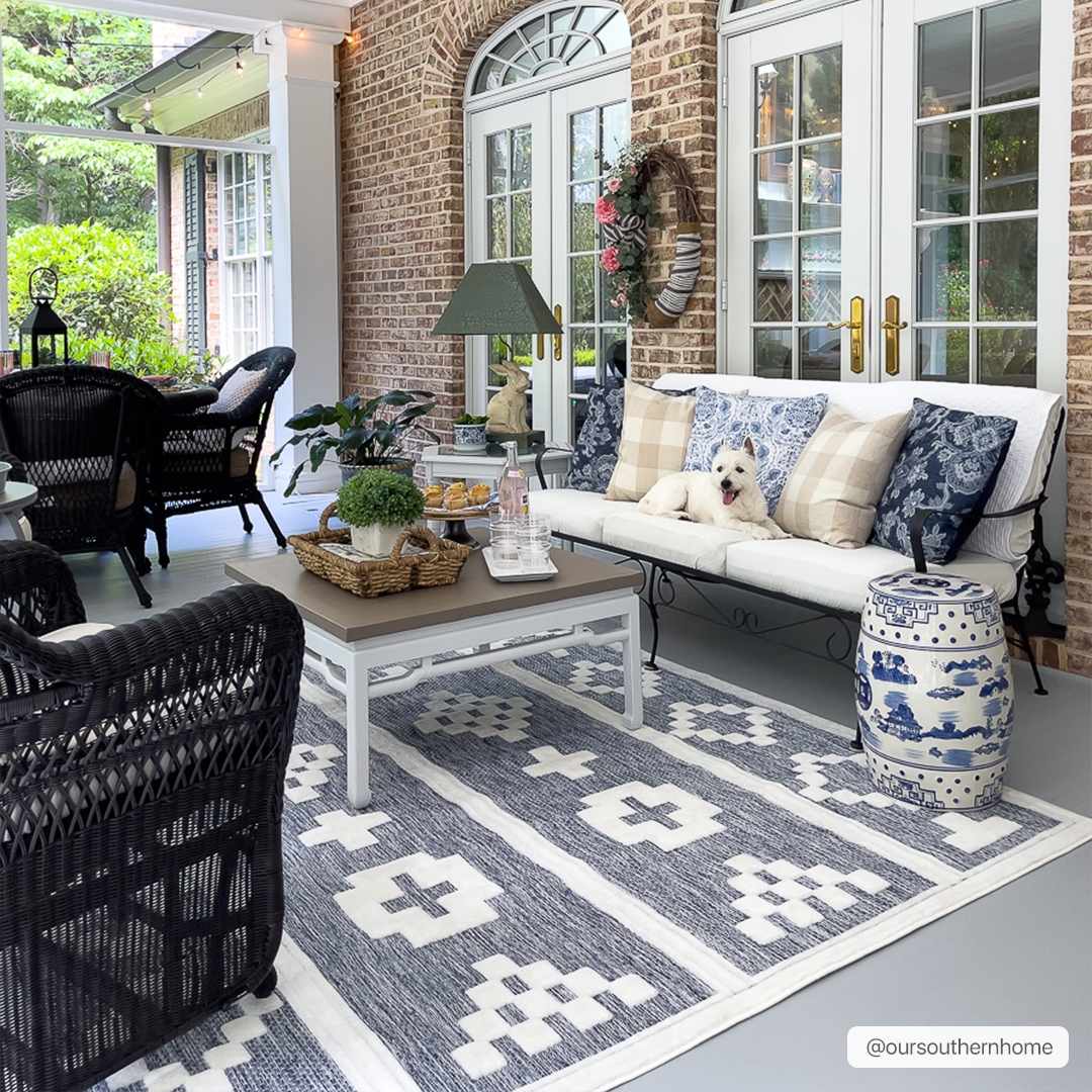 Hiro Blue Outdoor Rug - Clearance by Boutique Rugs