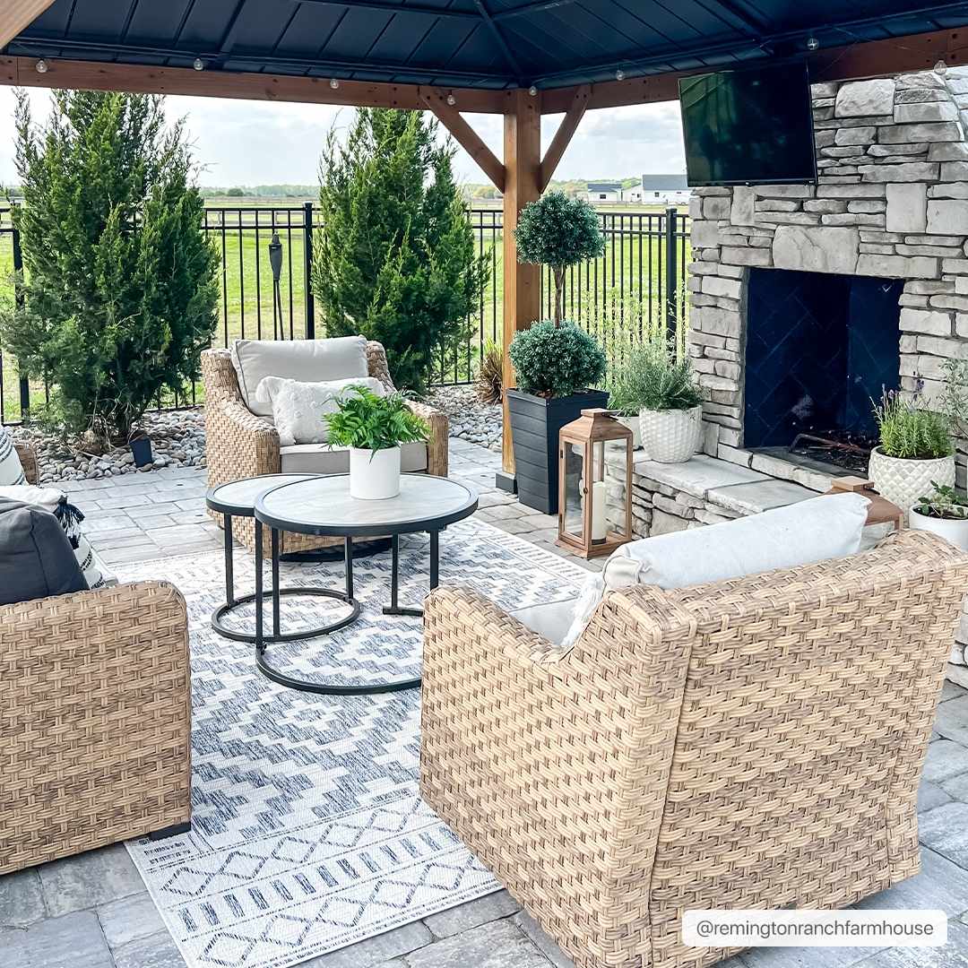 Kabala Dark Blue Outdoor Area Rug - Clearance by Boutique Rugs