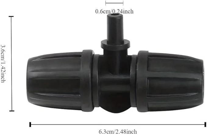 10PCS 5/16 Inch Irrigation Fittings For (5/16" ID X0.43-0.47" OD) Tubing- 1/4 inch Irrigation Tubing, Anti-Drop Locked Barbed Reducing Tee For Drip Hose (BLACK) by GreenHaven Gardens