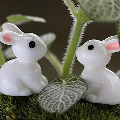 Exasinine 100Pcs Rabbit Miniature Figurines Easter Bunny Mini Rabbits Bunny Figurine Mini Resin Animals Fairy Garden Miniature Ornaments for Easter Egg Fillers Dollhouse Cake Home DéCor by GreenHaven Gardens