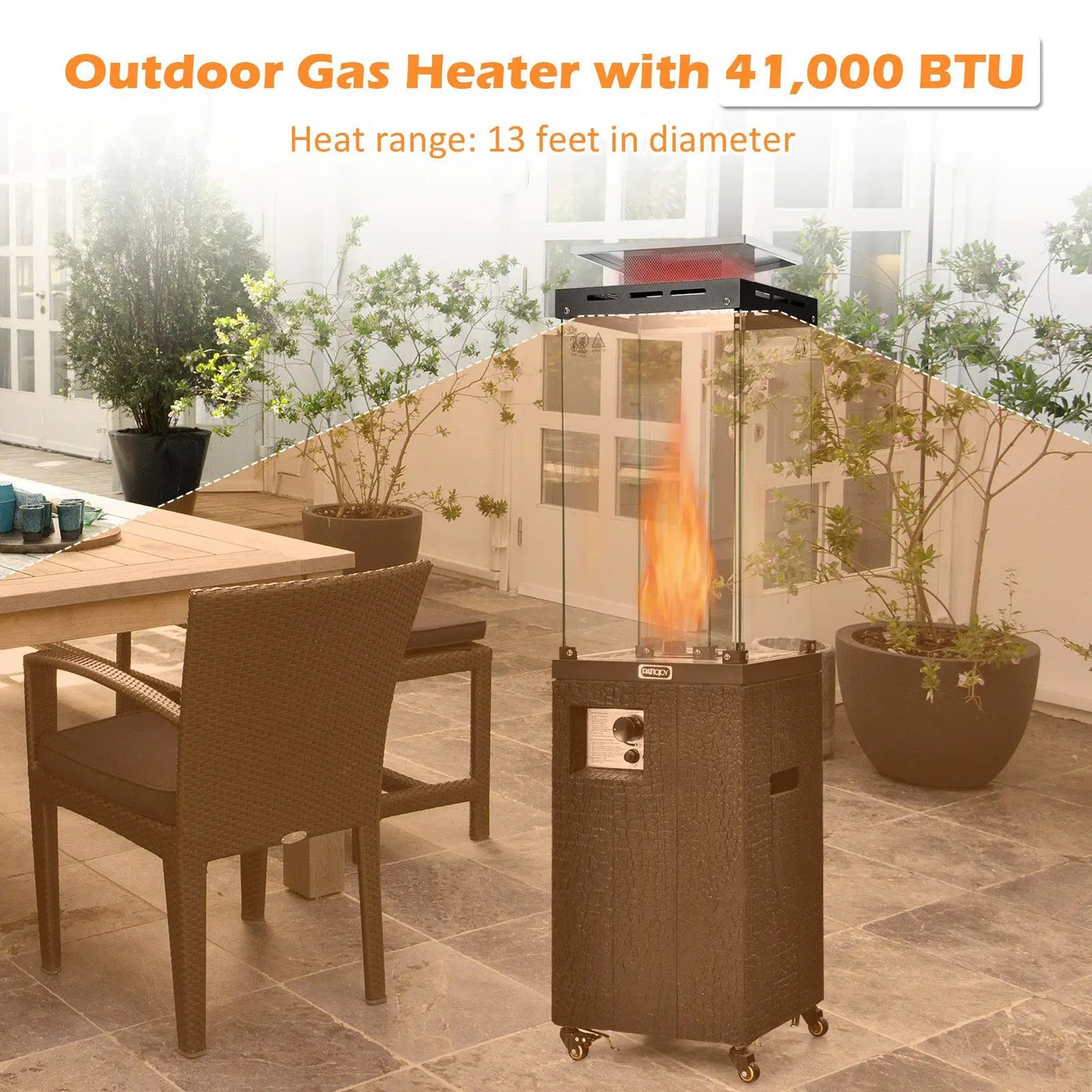 41 000 BTU Propane Patio Heater with Metal Hood by DirectDeals