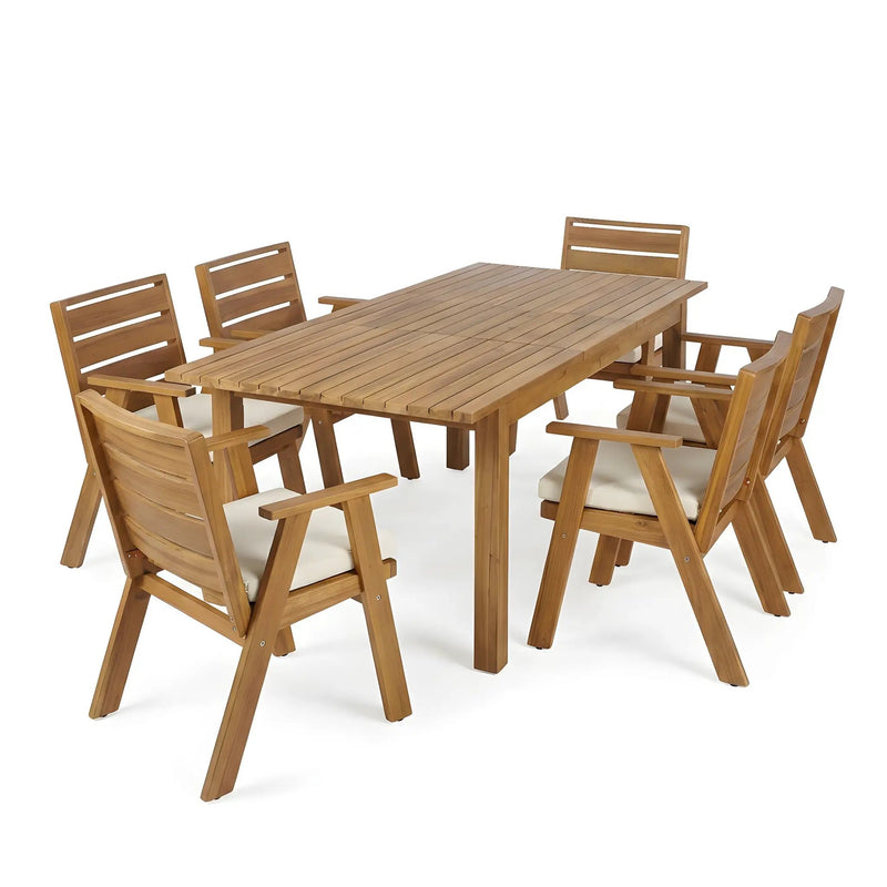 7 Pieces Acacia Wood Outdoor Dining Set by HouseOfZazla