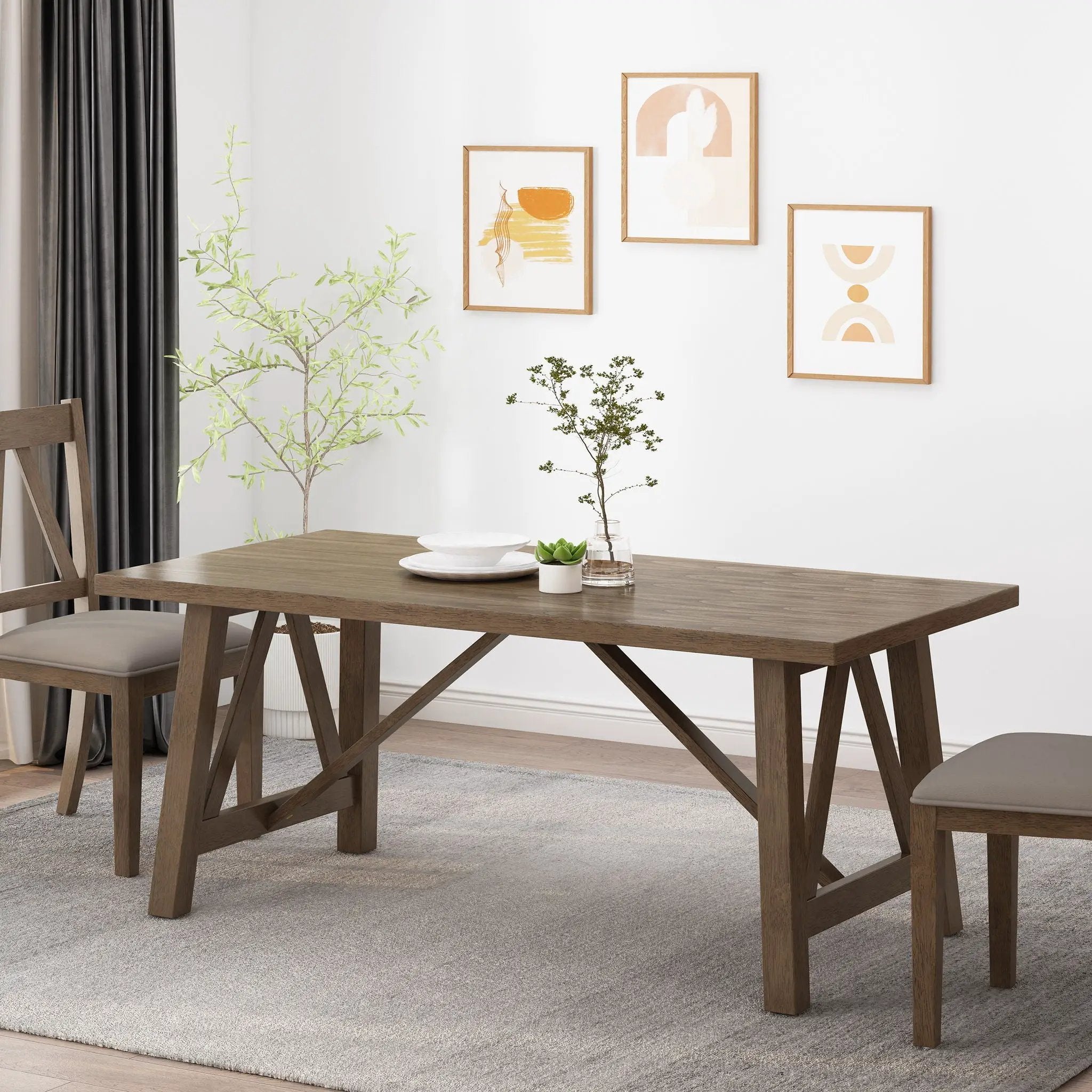 Farmhouse Style Dining Table With Wood-Like Top by HouseOfZazla