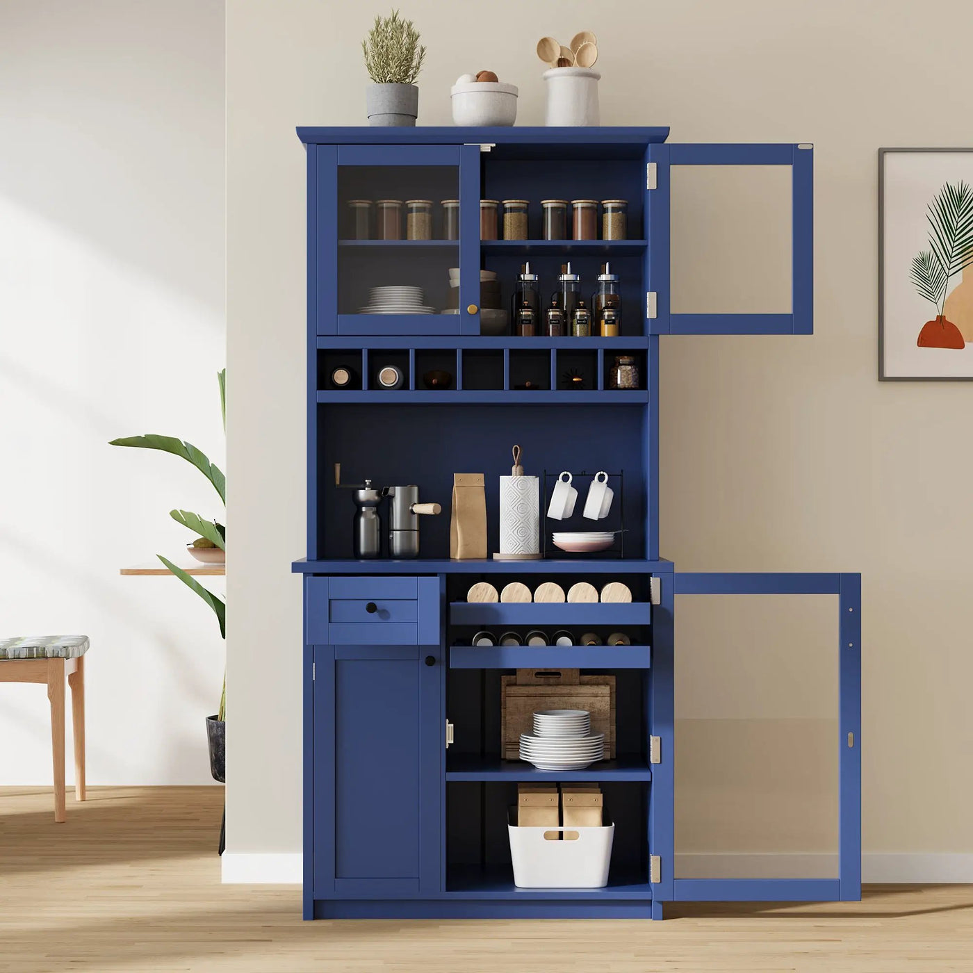 TOPMAX Farmhouse Freestanding Buffet with Hutch by HouseOfZazla