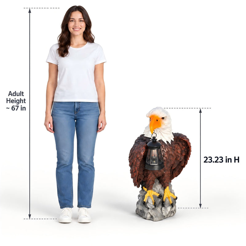 23.23-Inch Solar Bald Eagle Statue with Lantern, Outdoor Garden Decor for Patio and Yard, photo 5 of 10