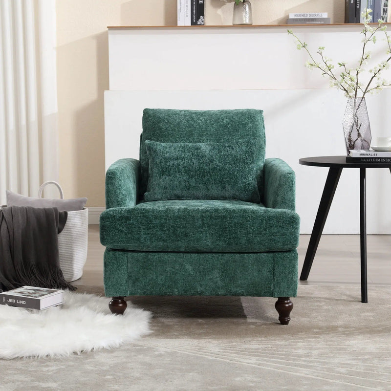 Modern Mid Century Wood Frame Armchair With Tufted Design by Unique Piece Furniture