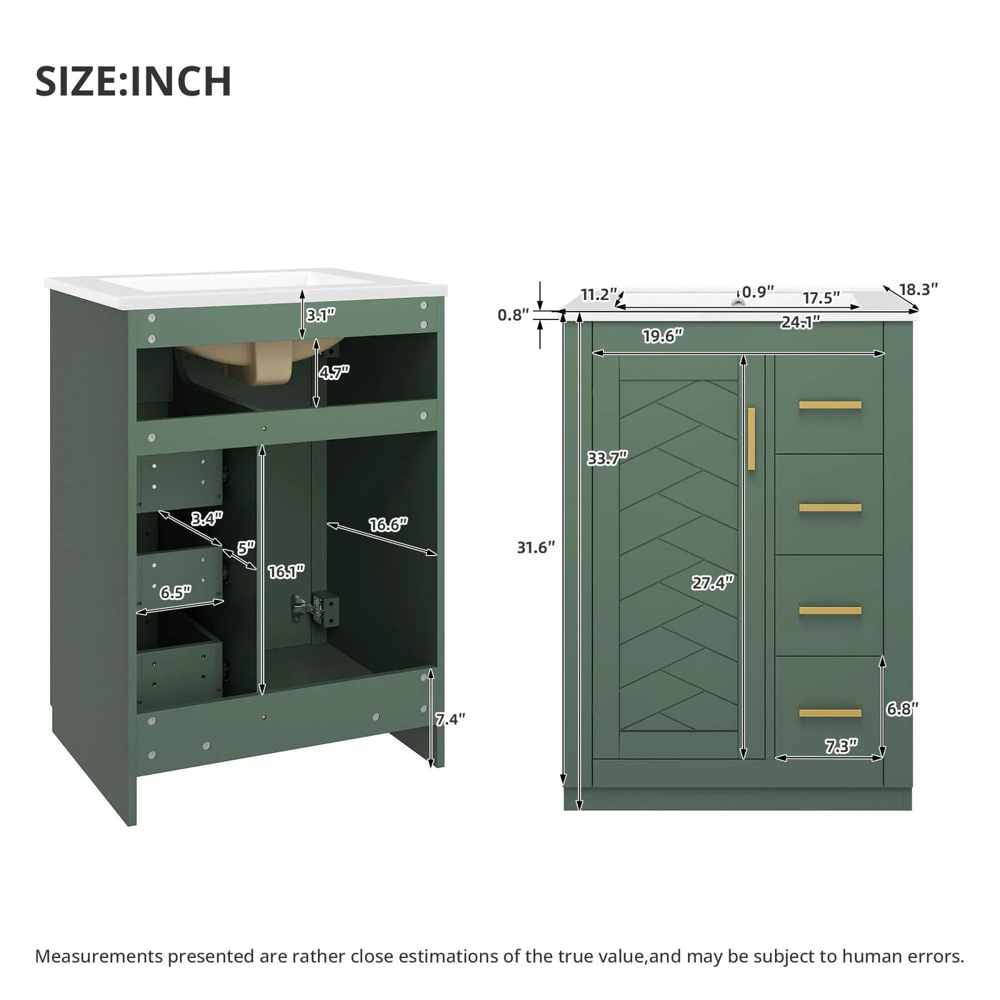 Modern Bathroom Vanity With 1 Door And 3 Drawers by Unique Piece Furniture