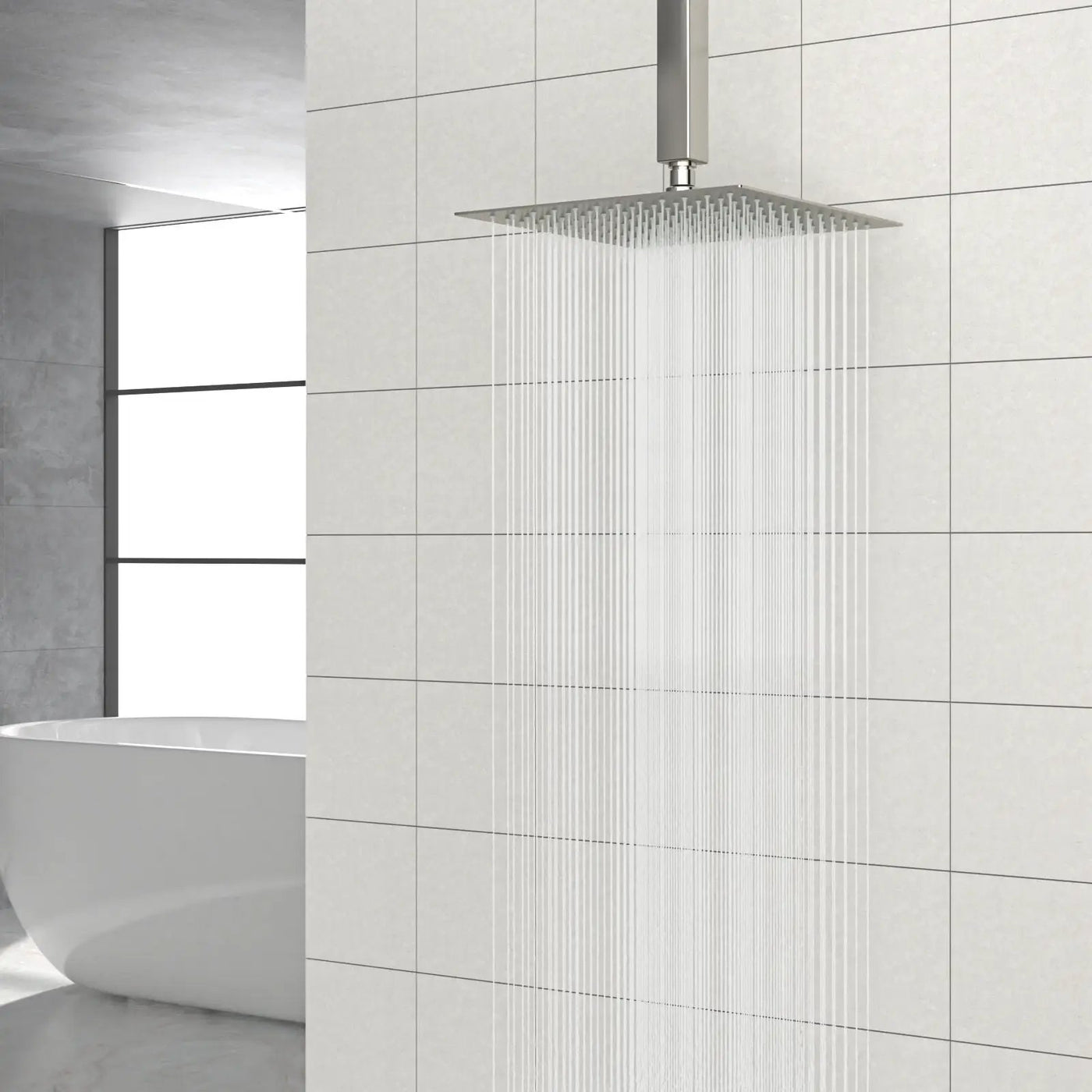 Modern 10" Square Rainfall Shower Head & Stainless Steel Wall Or Ceiling Mount Luxury Spa Shower Panel by HouseOfZazla