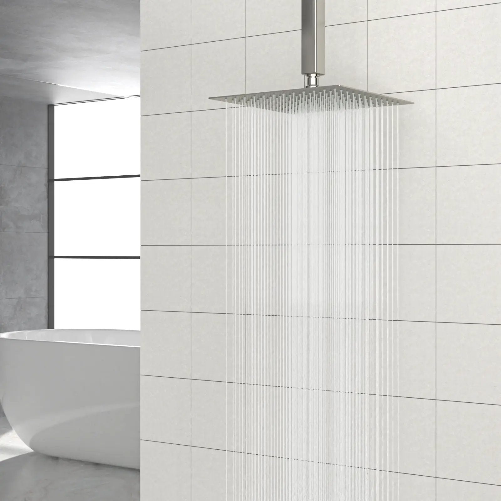 Modern 10" Square Rainfall Shower Head & Stainless Steel Wall Or Ceiling Mount Luxury Spa Shower Panel by HouseOfZazla