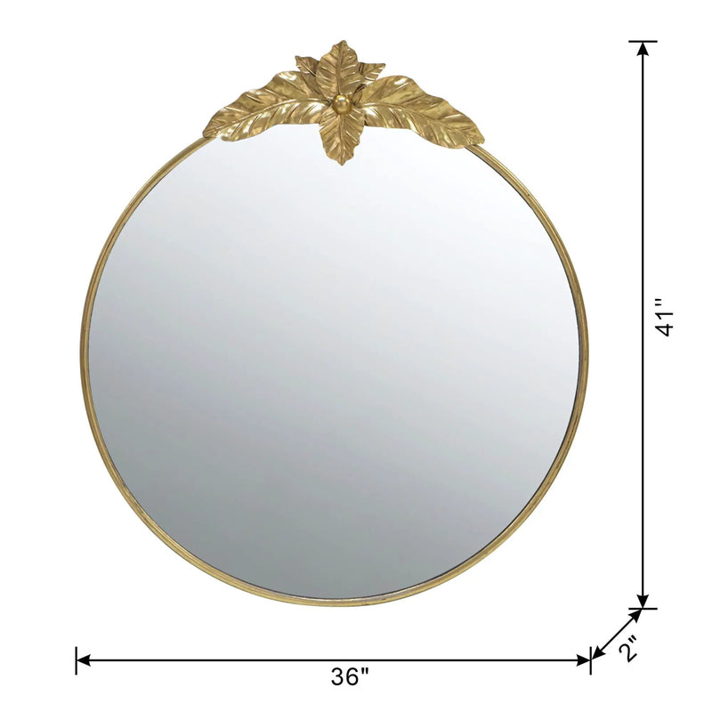 Large Round Wall Mirror With Metal Frame, Circle Accent Mirror For Living Room Bedroom Entryway - Gold by Unique Piece Furniture
