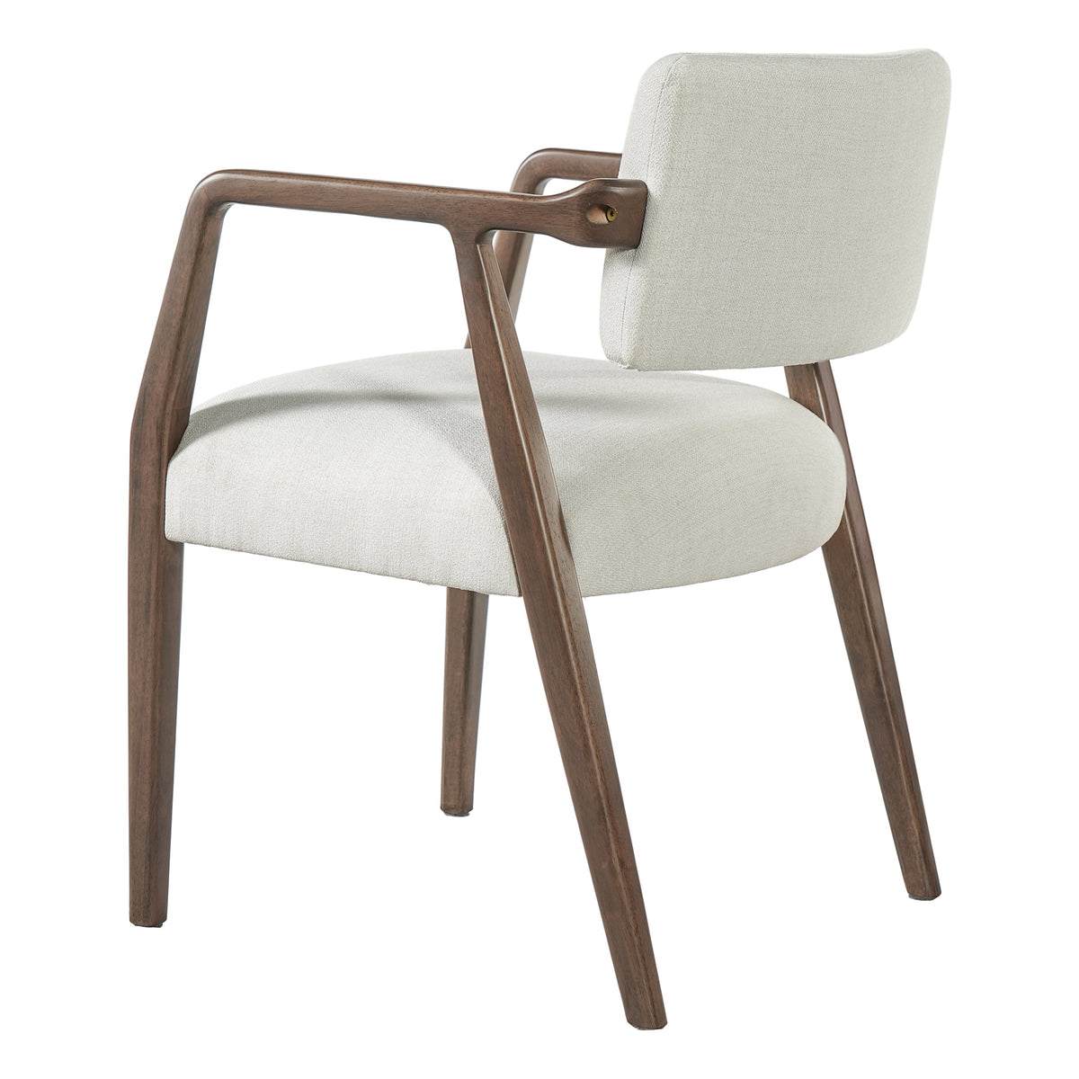 Mid-Century Rubber Wood Upholstered Dining Armchair Set of 2 - Beige, photo 10 of 10