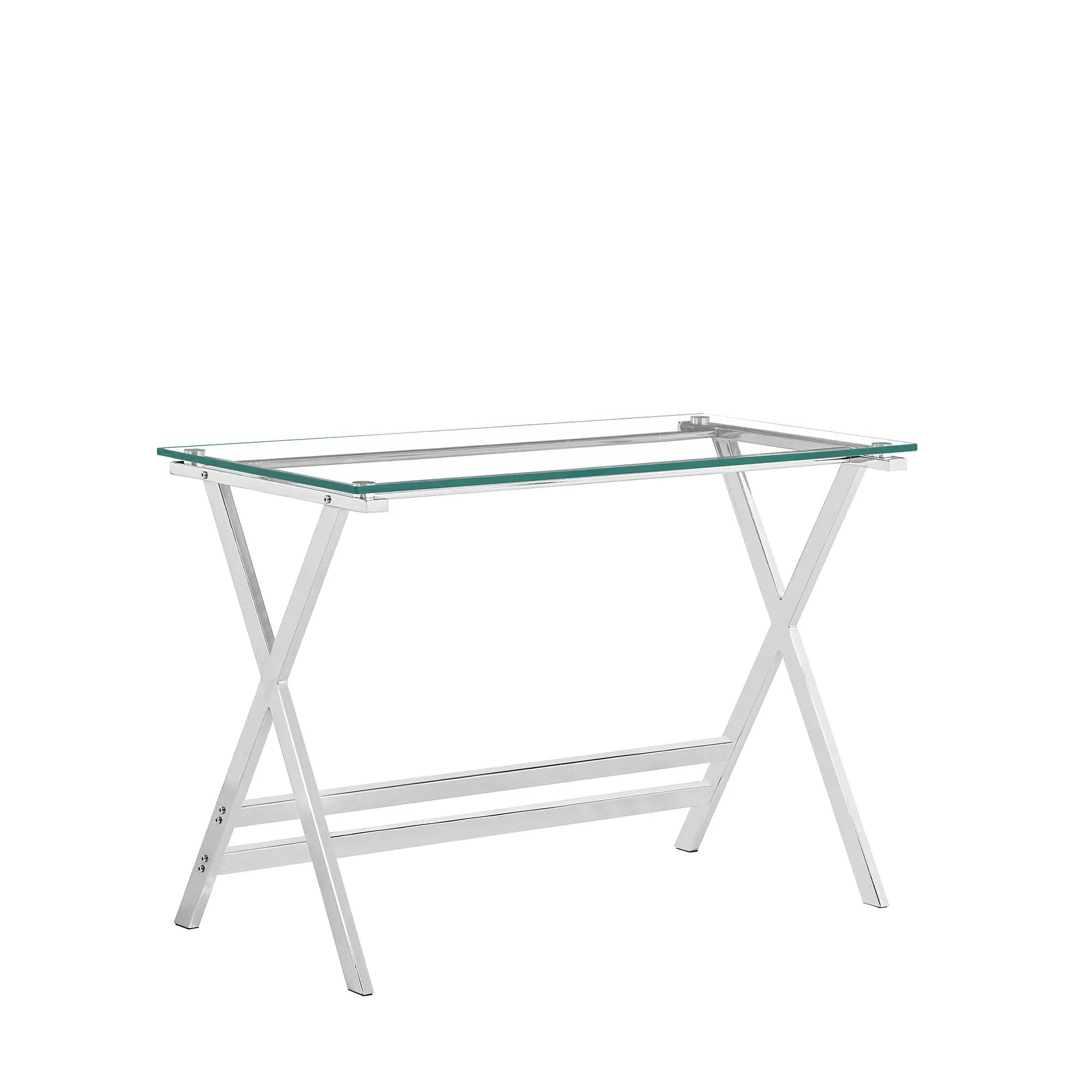 Transparent Glass Computer Desk With Rounded Edges, Tempered Glass Laptop Table - Clear by Unique Piece Furniture