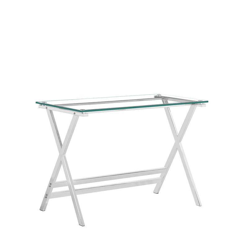 Transparent Glass Computer Desk With Rounded Edges, Tempered Glass Laptop Table - Clear by Unique Piece Furniture
