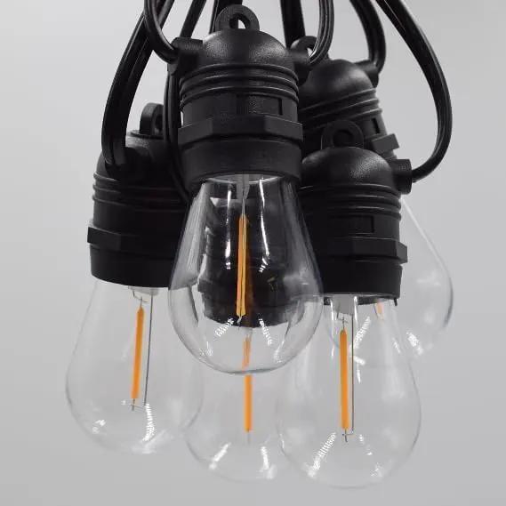 Hometown Evolution, Inc. E26 Commercial String Lights with 16 Gauge Wire (S14 LED Plastic, 100 Foot 50 Socket) by GreenHaven Gardens