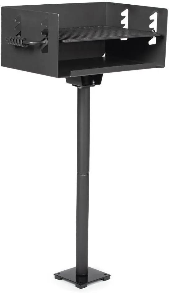 Ash & Ember Park-Style Grill, 384 Sq. In Jumbo Charcoal Grill with Base Anchor, 22.5"x16.5" Grill Grate, Single Post Outdoor Cooking Backyard BBQ, Camp Grilling Barbecues by GreenHaven Gardens