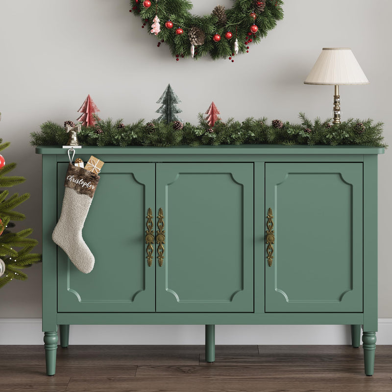 Mid-Century 3-Door Buffet Cabinet with Adjustable Storage - Natural Wood Finish, photo 6 of 8