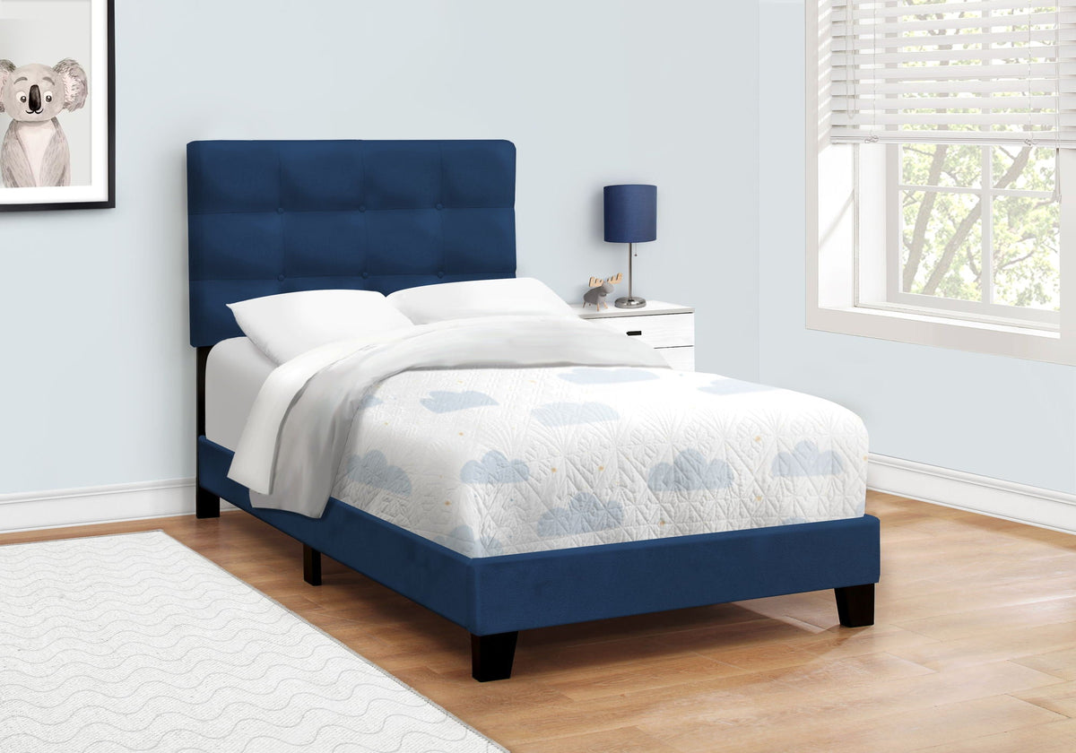 Transitional Upholstered Bed Frame with Tufted Fabric - Multiple Colors, photo 6 of 40
