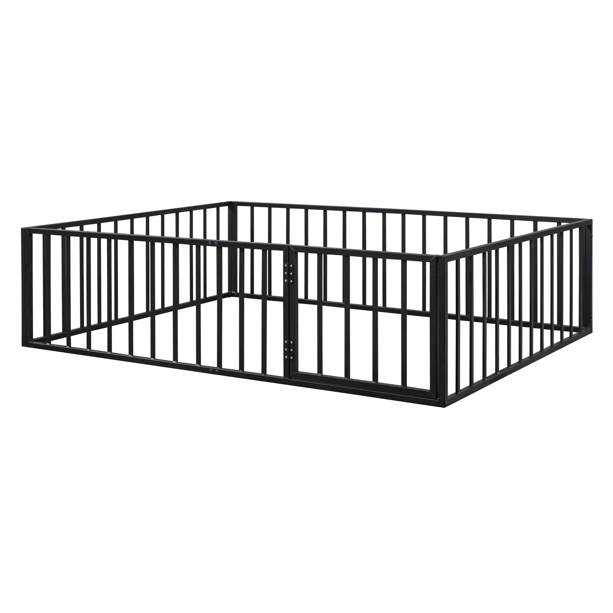 Metal Floor Bed Frame With Fence And Door by Unique Piece Furniture
