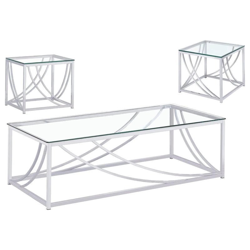 Lille 3-piece Glass Top Coffee And End Table Set Chrome by Unique Piece Furniture