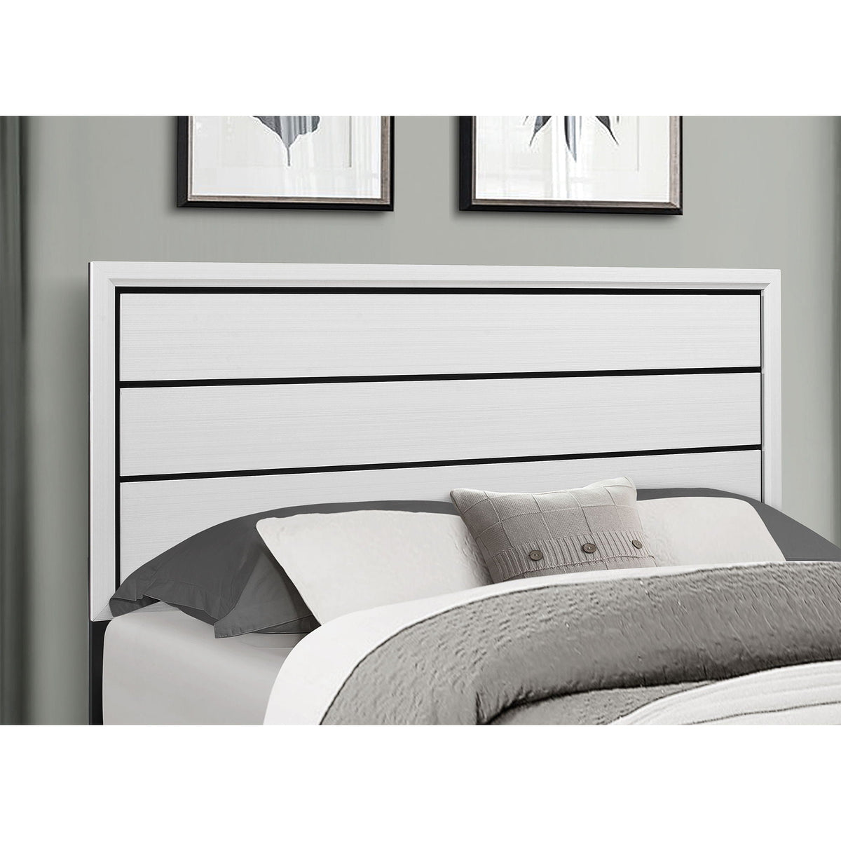 Mirage Panel Bed with Contemporary Headboard - Available in Dark Gray or White, photo 8 of 15
