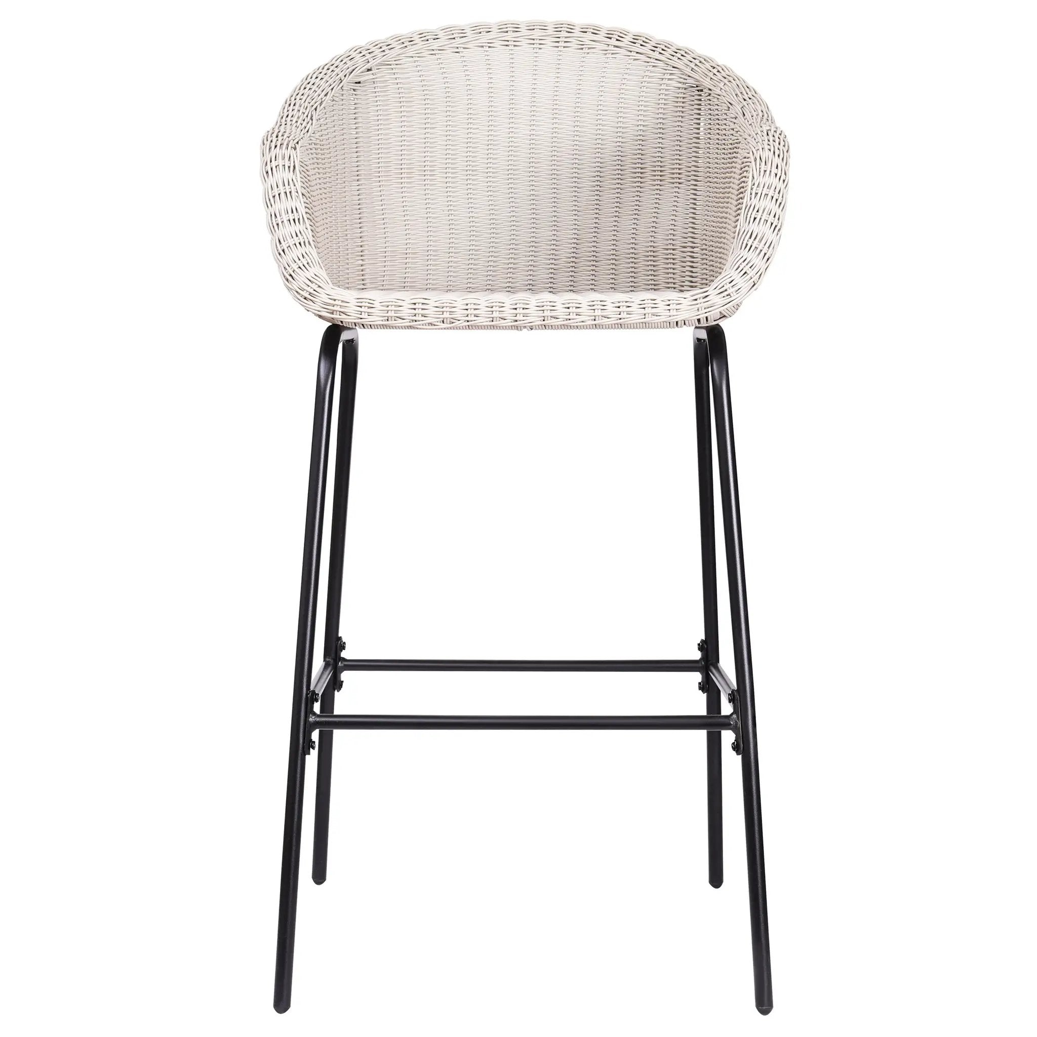 Ladd Outdoor Metal Wicker Barstool Set of 2 - Light Gray by HouseOfZazla