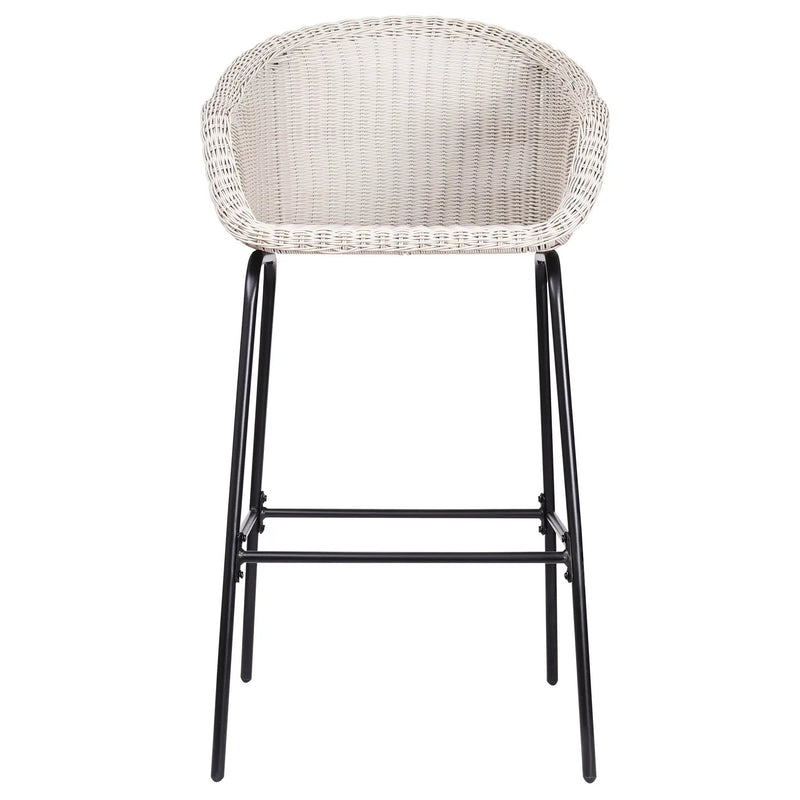 Ladd Outdoor Metal Wicker Barstool Set of 2 - Light Gray by HouseOfZazla