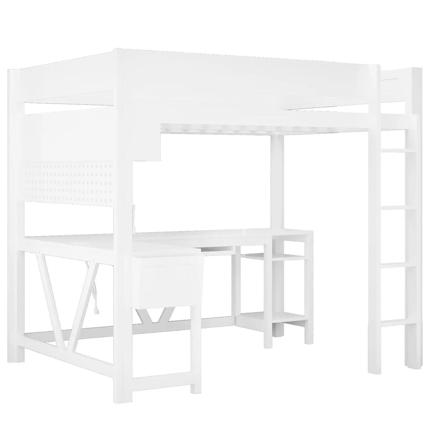 Gaming Loft Bed With Desk, Storage Shelves, LED And Charging Station by HouseOfZazla