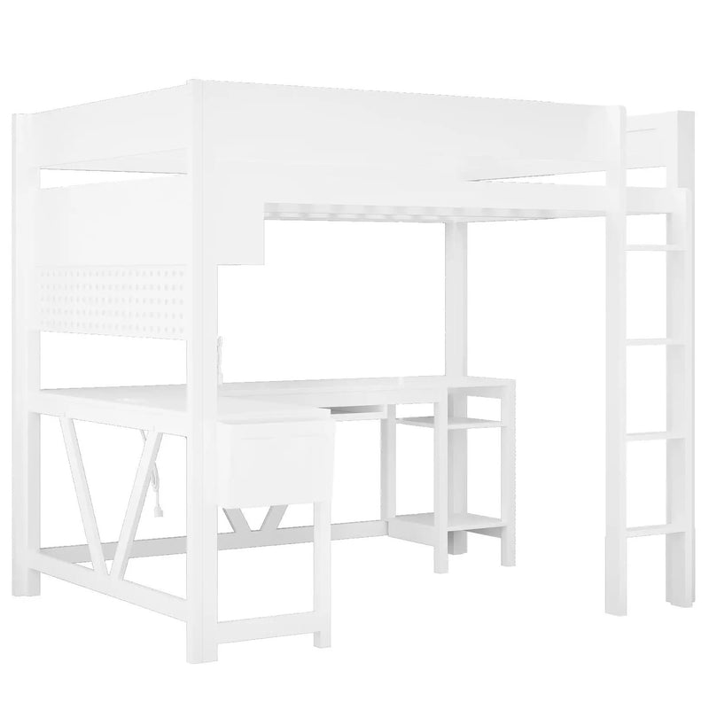 Gaming Loft Bed With Desk, Storage Shelves, LED And Charging Station by Unique Piece Furniture