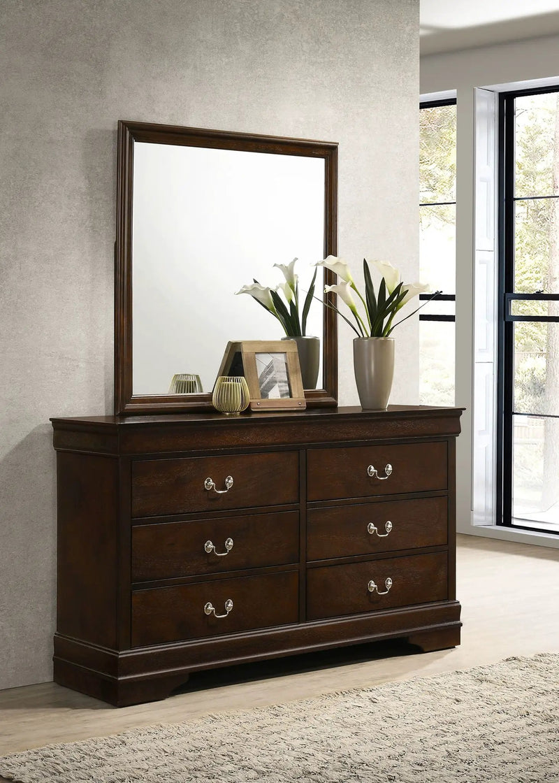 Louis Philippe 6-drawer Dresser with Mirror Cappuccino by Unique Piece Furniture