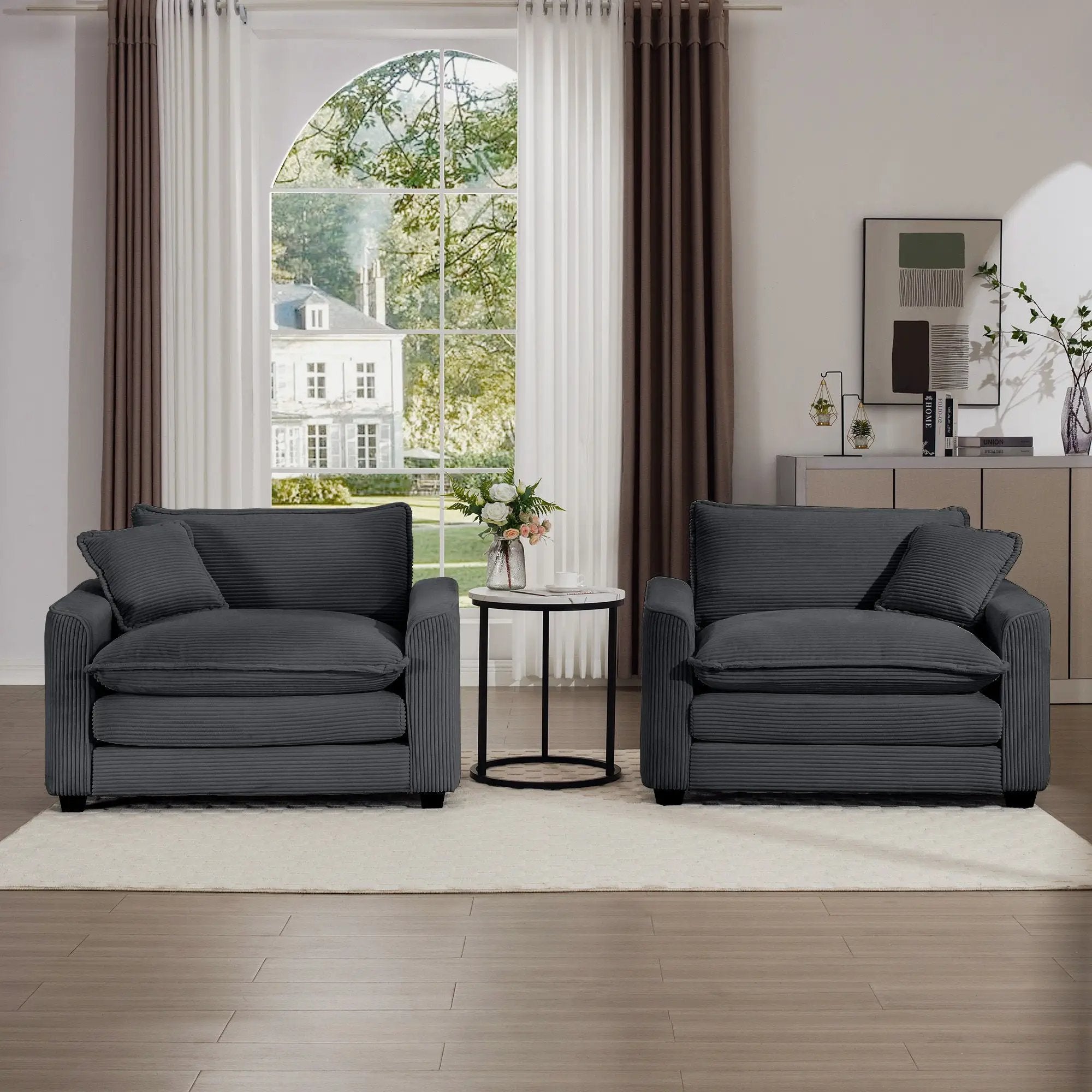 Modern Classic Fabric Single Chair Deep Seat Sofa With Pillow by Unique Piece Furniture
