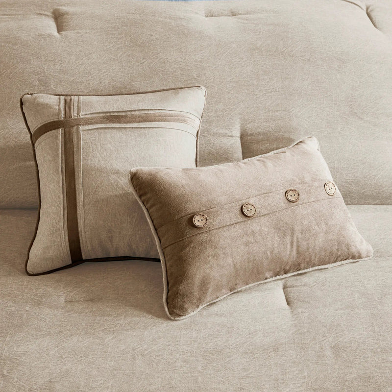 7 Piece Faux Suede Comforter Set Tan King by HouseOfZazla