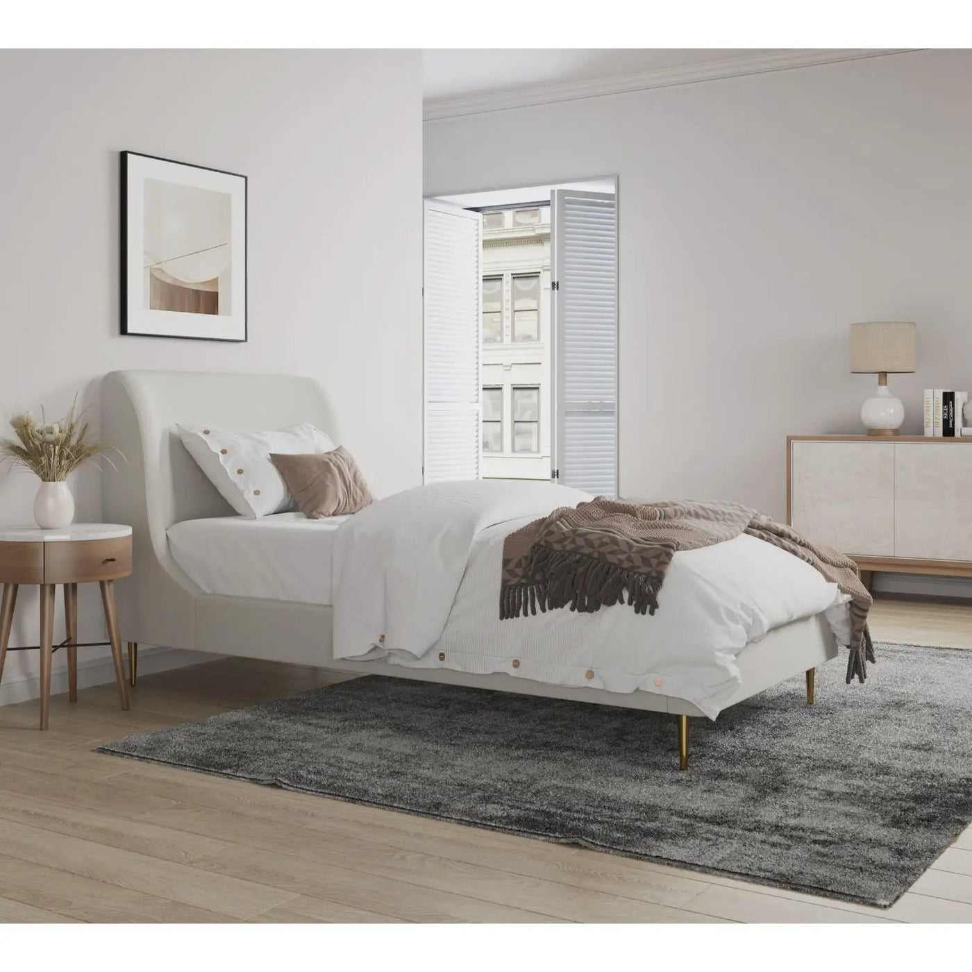 Mid-Century Modern Upholstered Bed With Curved Headboard by HouseOfZazla
