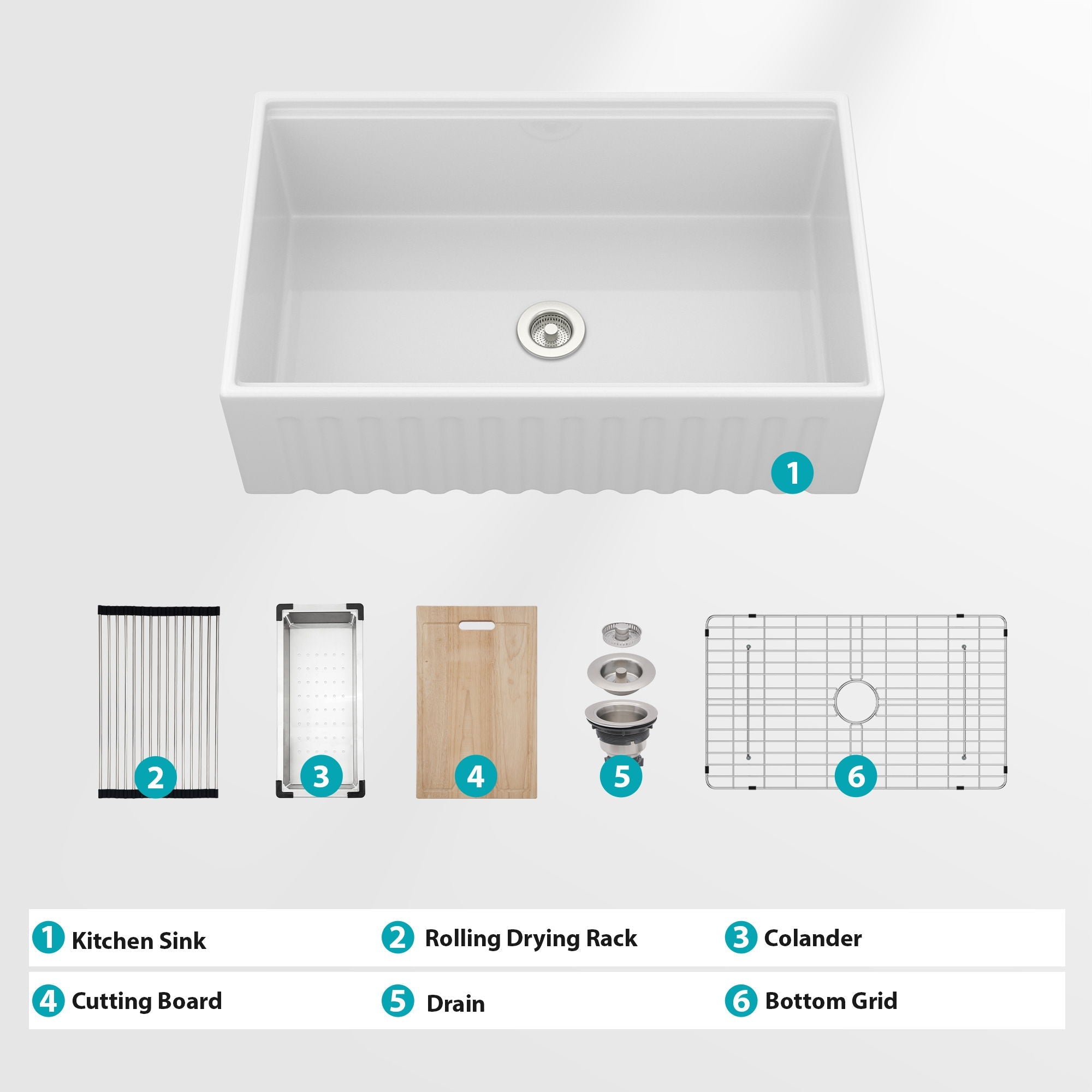 Workstation Single Bowl Apron Front Kitchen Sink - White by HouseOfZazla