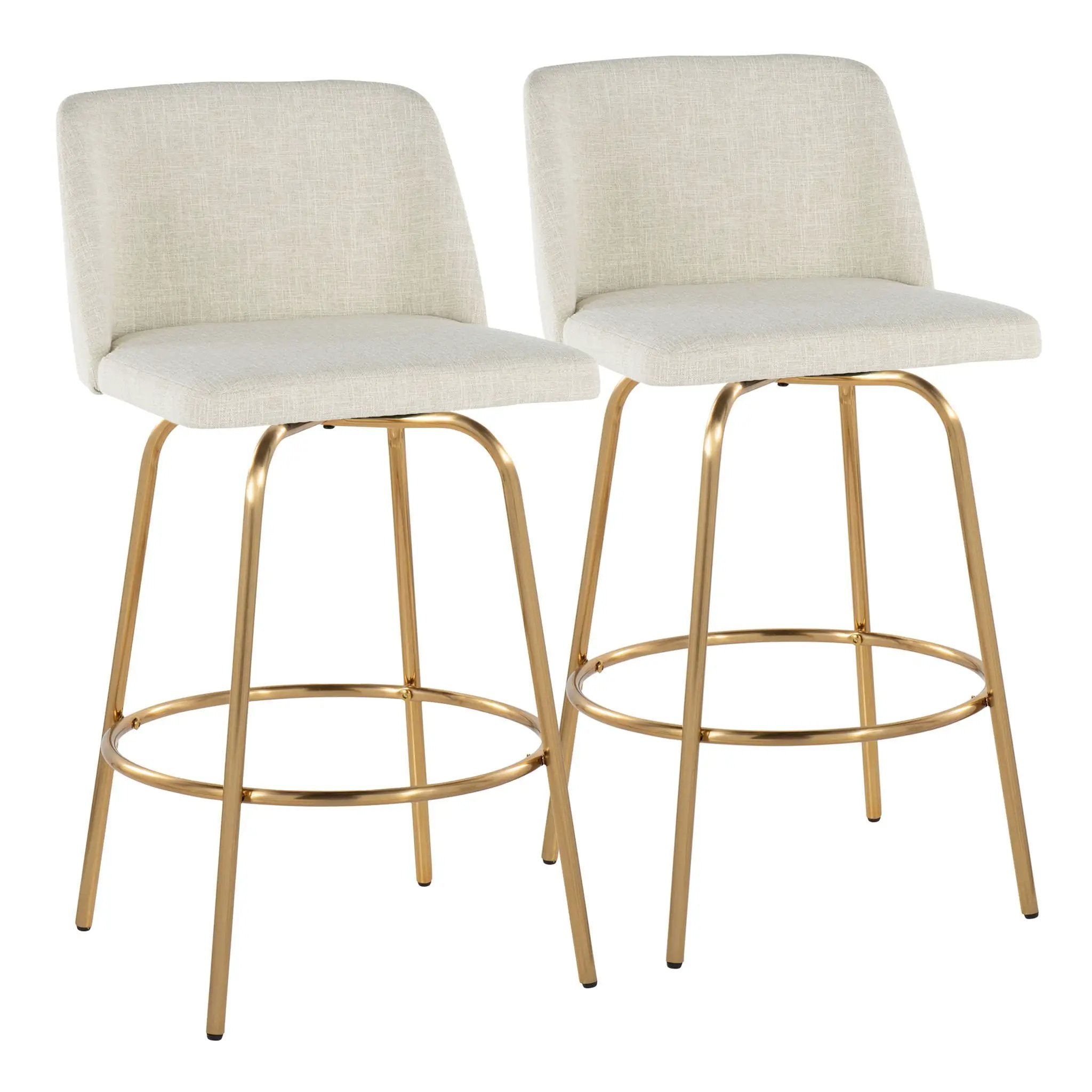 Toriano - Contemporary, Fixed Height Counter Stool With Swivel With Round Footrest (Set of 2) by Unique Piece Furniture