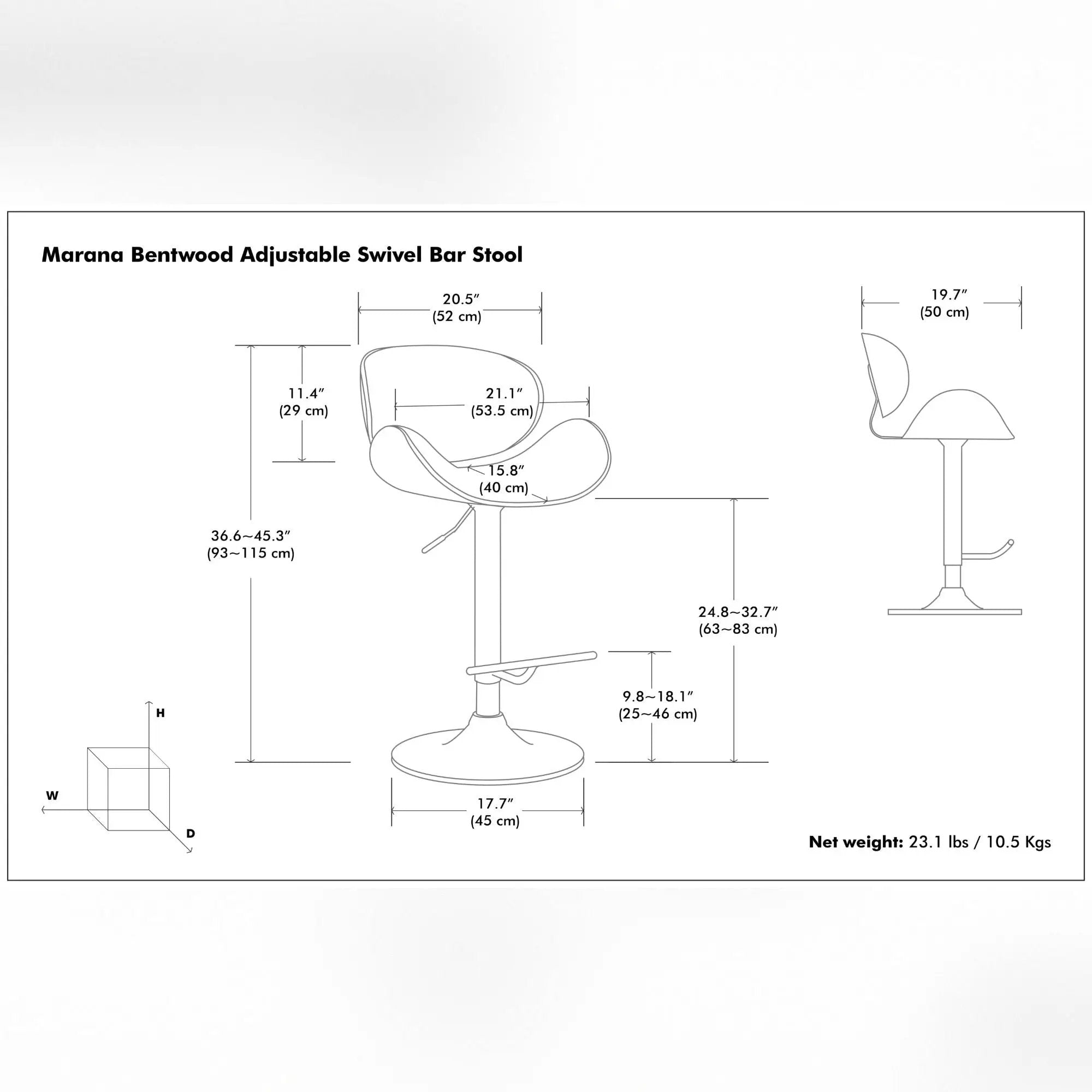 Marana - Multifunctional Handcrafted Bentwood Adjustable Swivel Bar Stool by Unique Piece Furniture