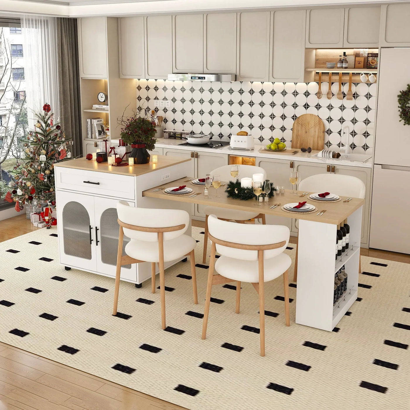 Expandable Kitchen Island With Power Outlet by HouseOfZazla