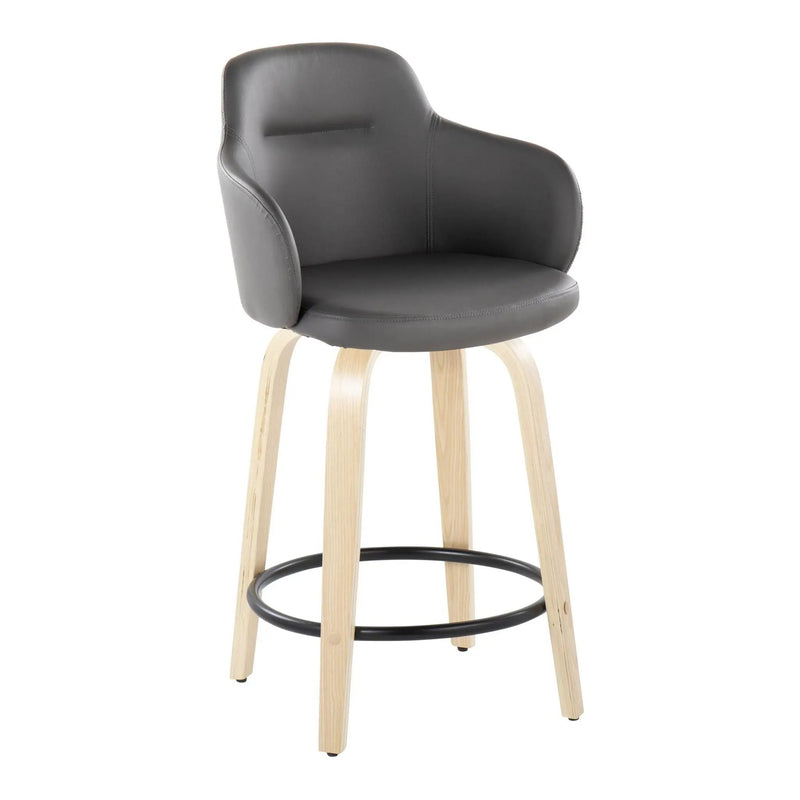 Boyne - Contemporary Fixed Height Counter Stool With Swivel (Set of 2) Round Footrest by HouseOfZazla