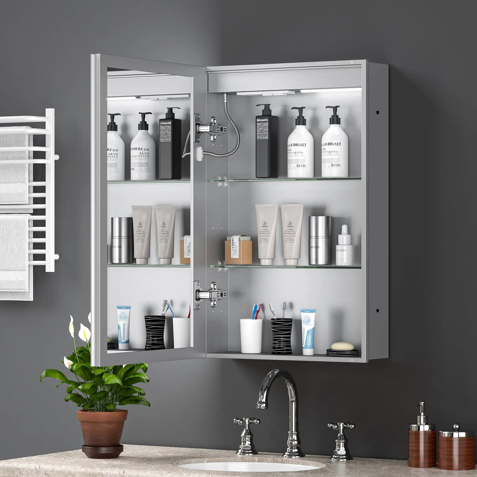 LED Lighted Medicine Cabinet with Mirror, 20x30 Inches by HouseOfZazla