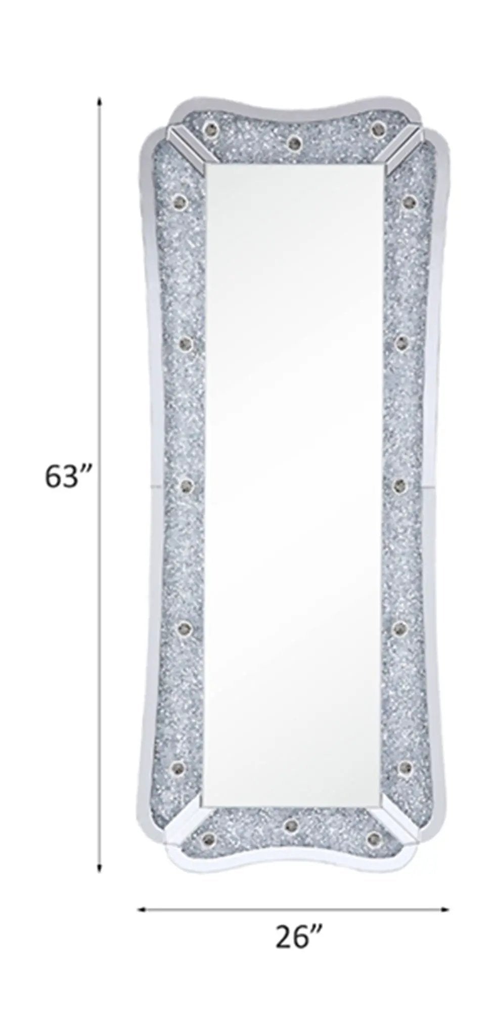 Noralie - 63" Floor Mirror With Faux Diamonds - Mirrored by Unique Piece Furniture