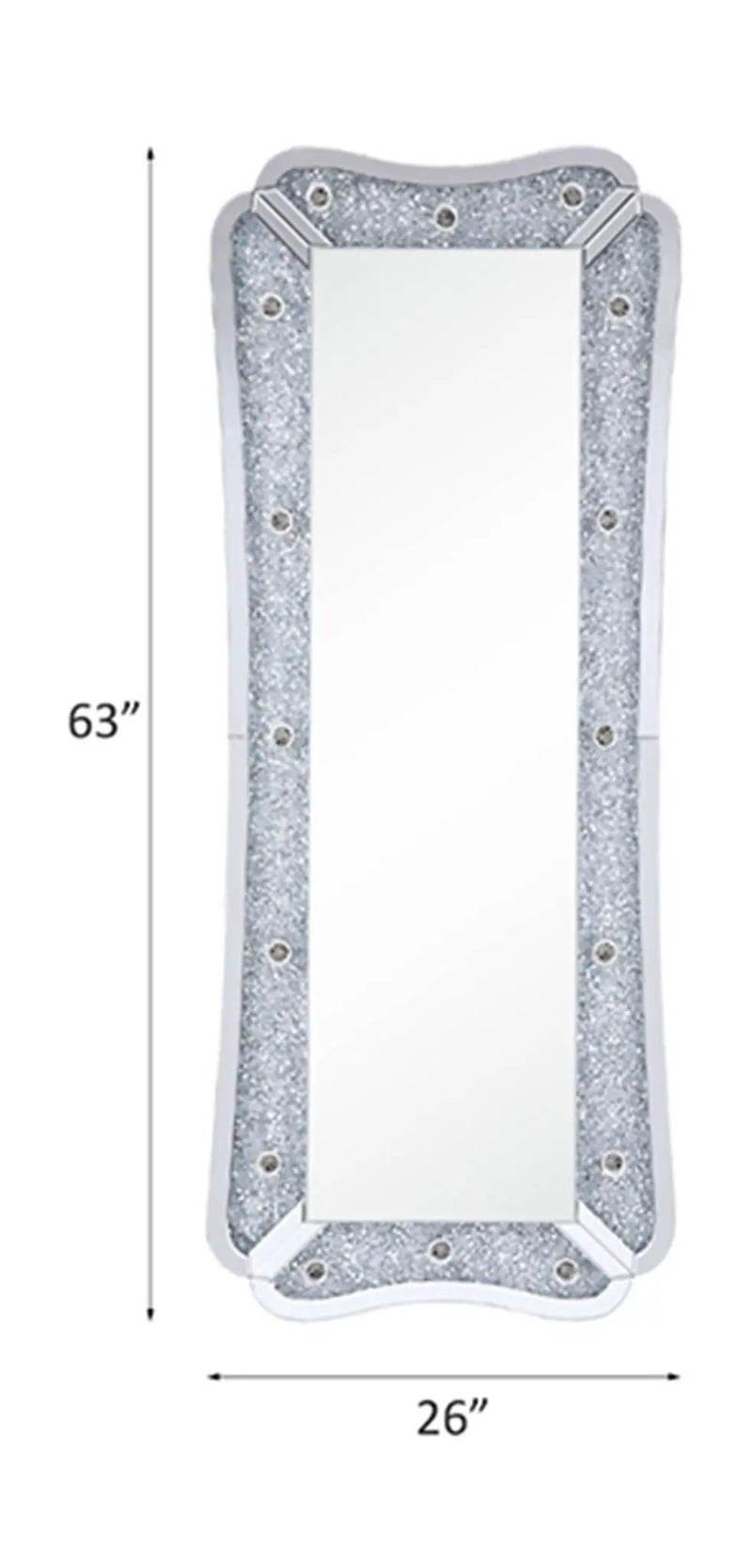 Noralie - 63" Floor Mirror With Faux Diamonds - Mirrored by Unique Piece Furniture