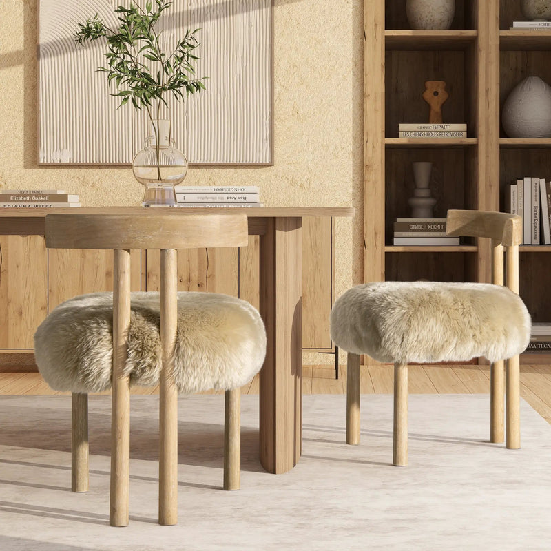 Arden 19.5" Genuine Sheepskin Fur Split Back Dining Chair by HouseOfZazla