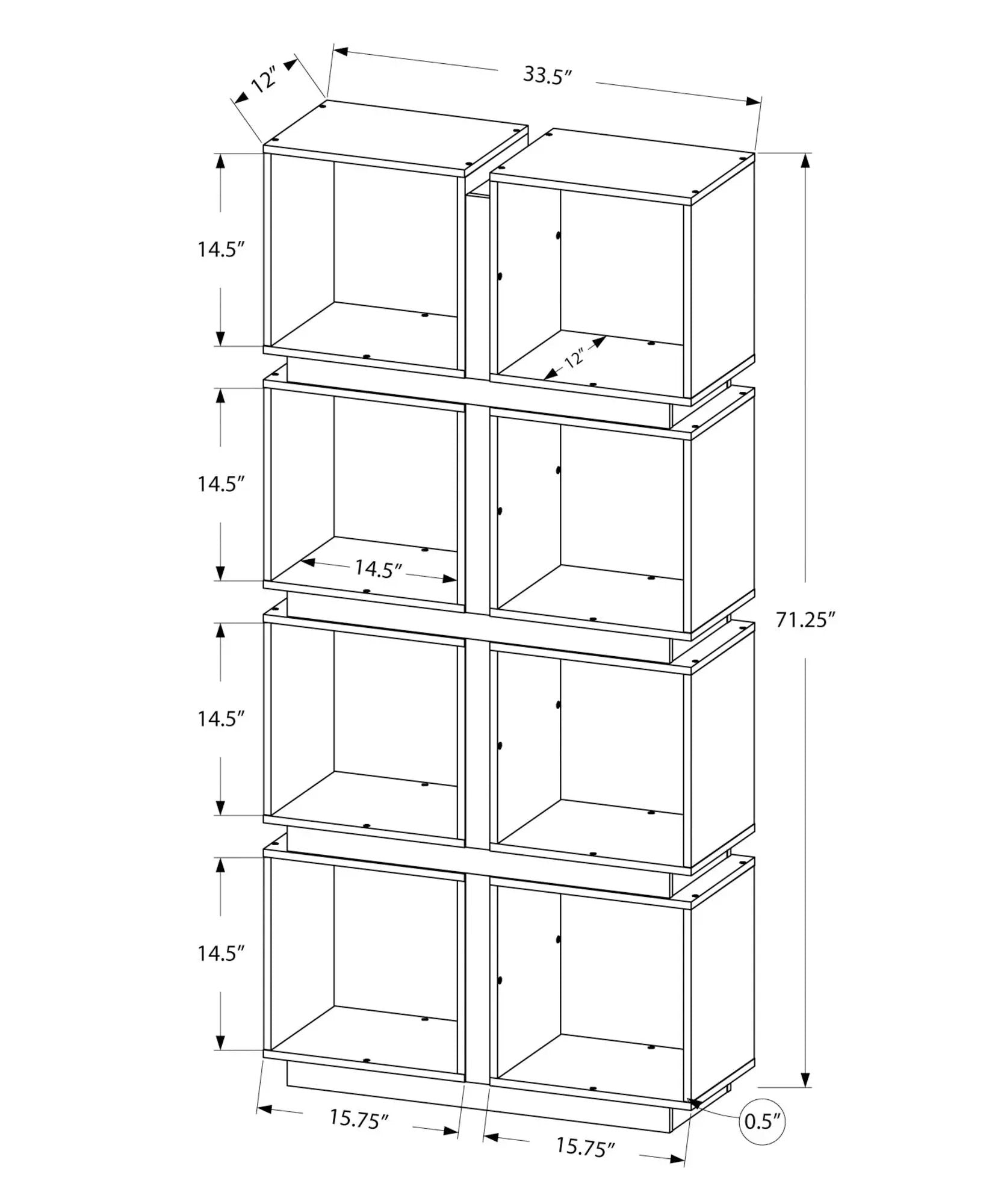 Bookshelf, Bookcase, Etagere, 5 Tier, For Office, Contemporary & Modern - White by Unique Piece Furniture