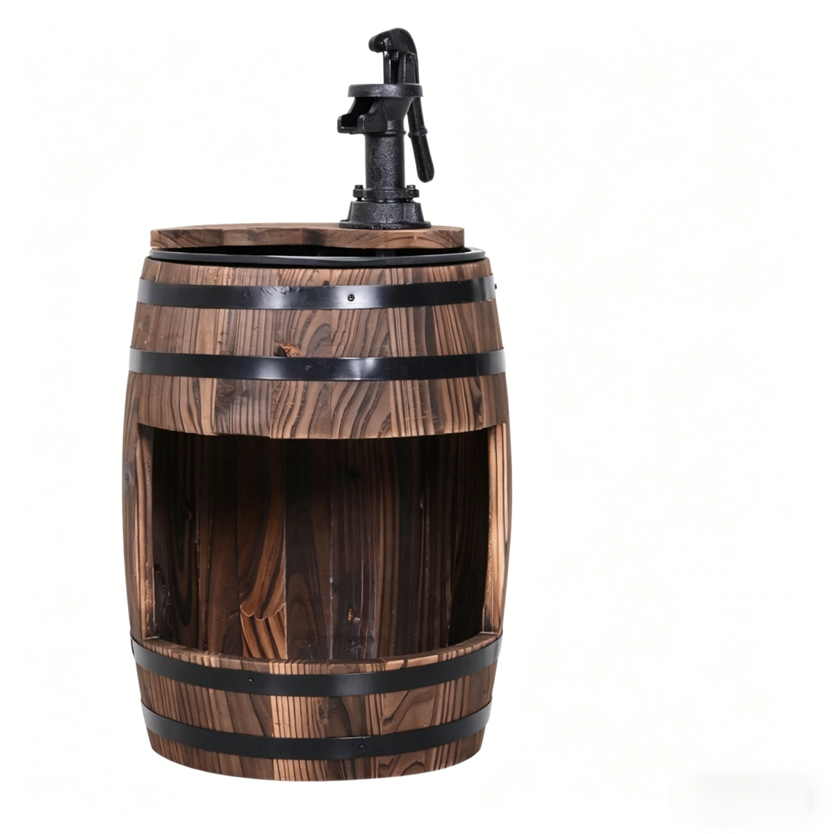 Wood and Iron Barrel Pump Fountain Planter 23 Inch, photo 5 of 8