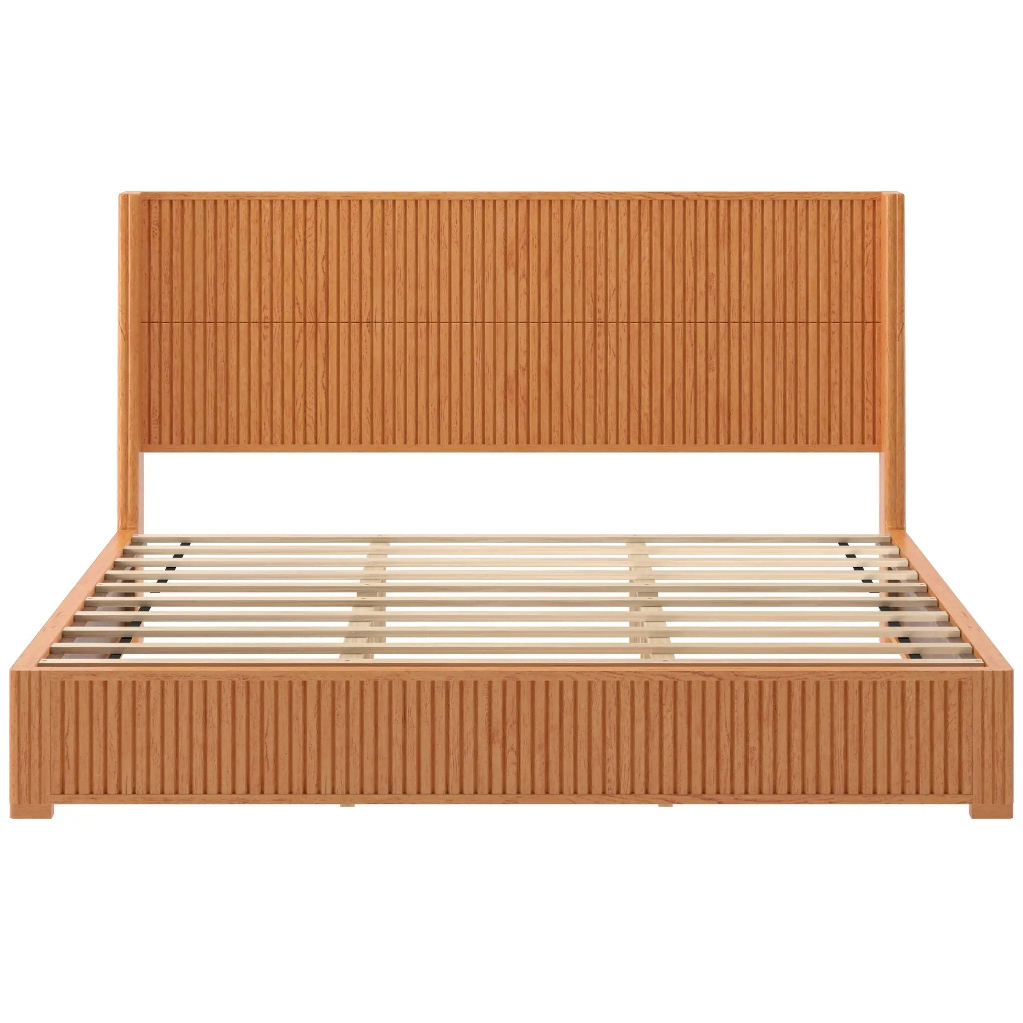 Solid Wood Platform Bed Frame with Headboard, King Size by HouseOfZazla