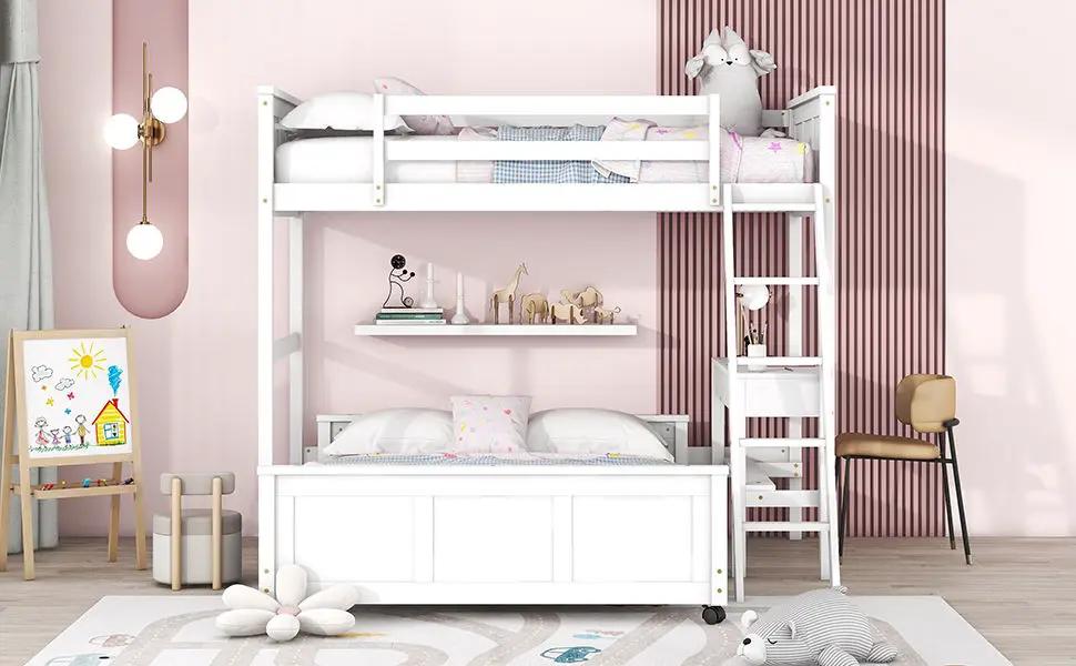 Full Over Full Bunk Bed With Desk