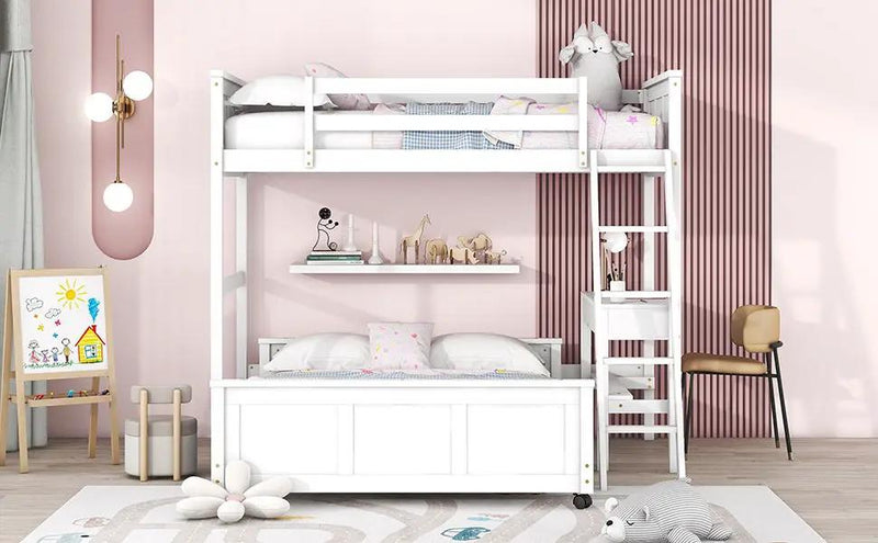 Full Over Full Bunk Bed With Desk