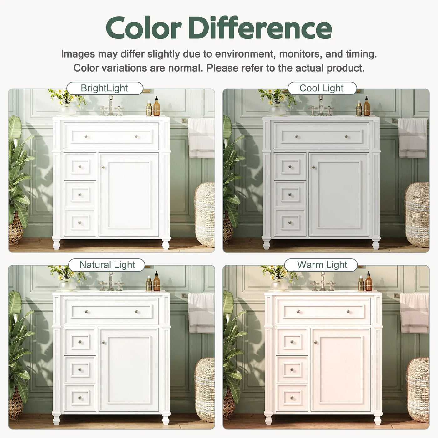 Bathroom Vanity Cabinet With Sink, Soft Close Doors With Door Organizer by HouseOfZazla