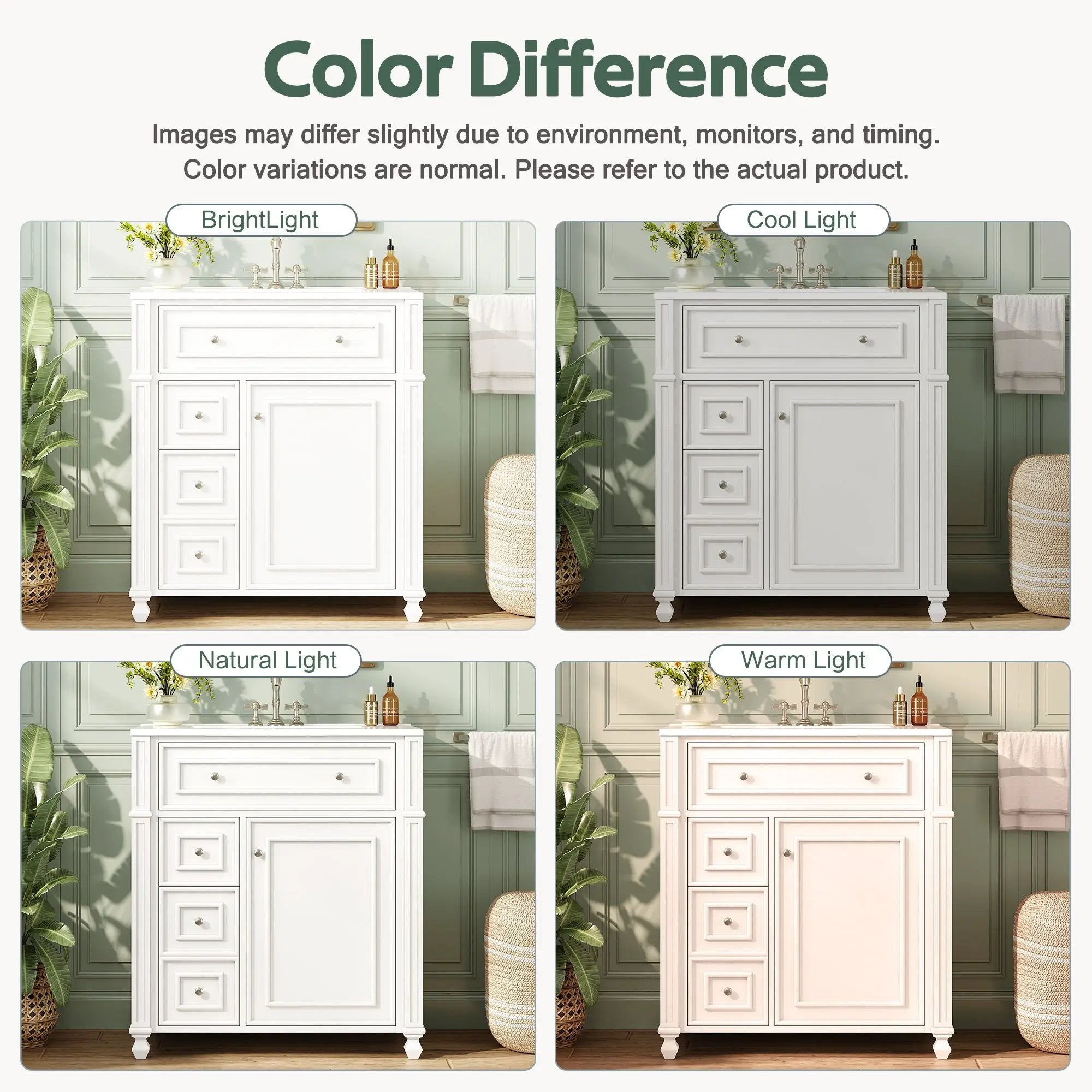 Bathroom Vanity Cabinet With Sink, Soft Close Doors With Door Organizer by HouseOfZazla