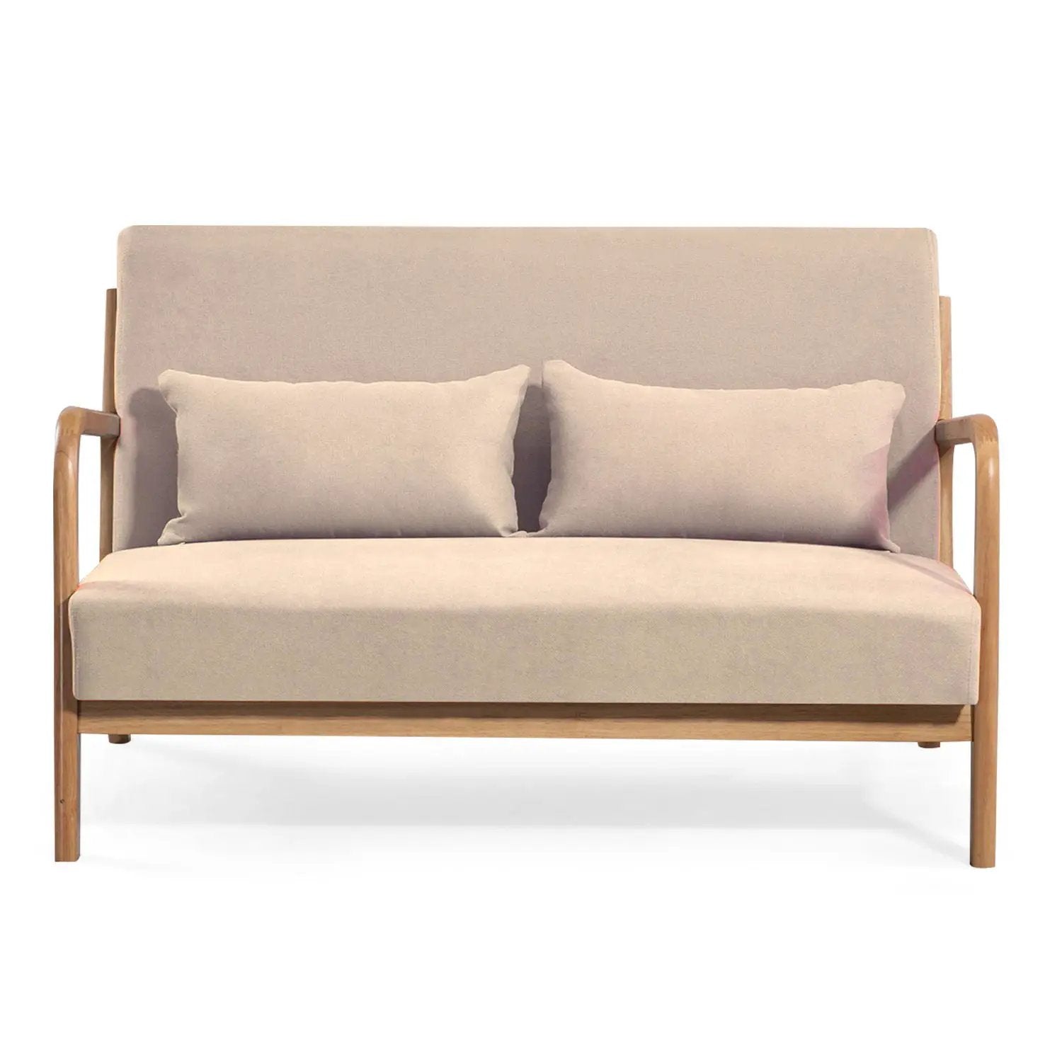 Leisure Chair With Solid Wood Armrest And Feet, Mid-Century Modern Accent Sofa, 2 Seat by HouseOfZazla