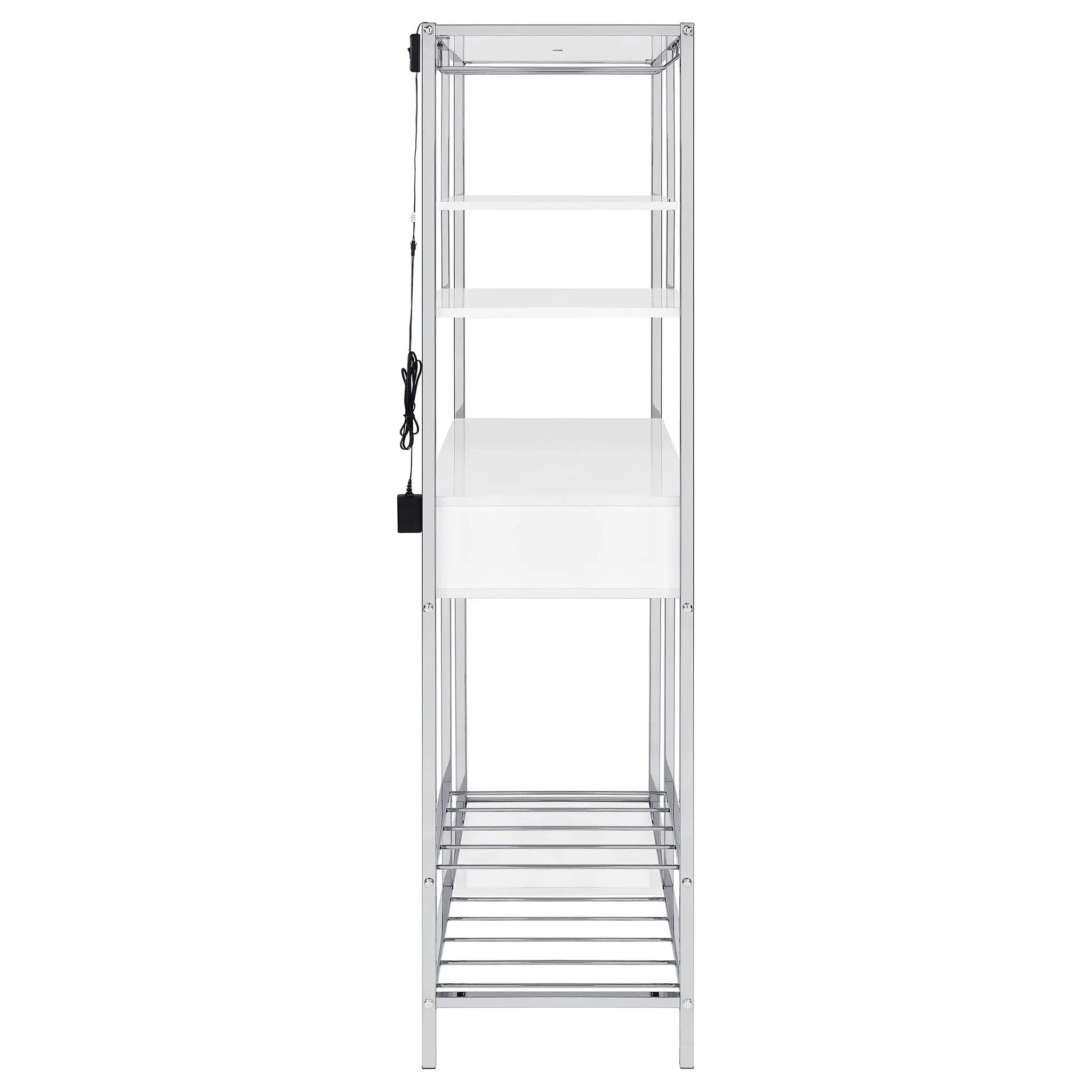 Draper - 5 Shelf LED Wine Cabinet With Pull Out Drawer - Gloss White